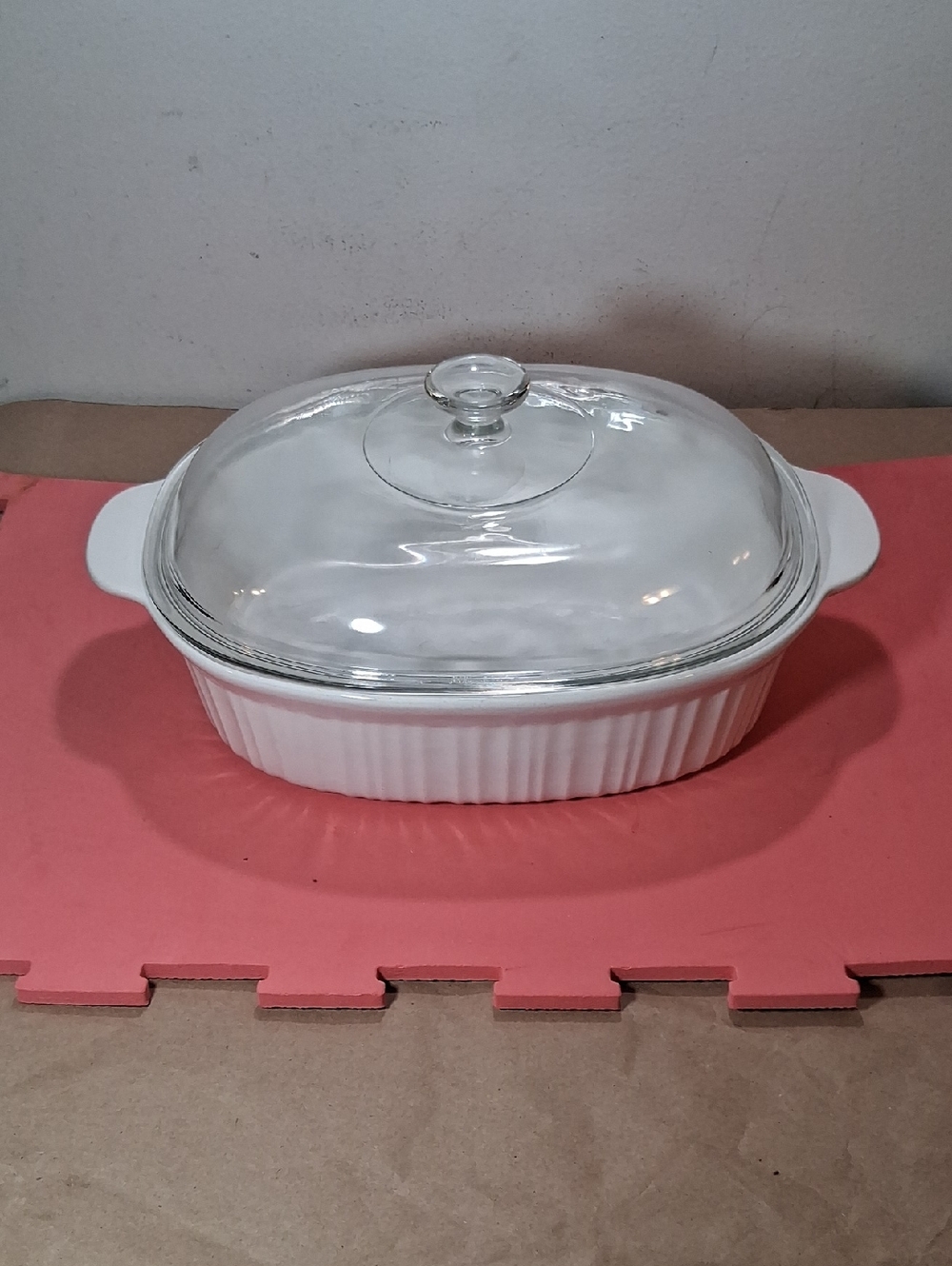 Corning Ware F-14-B French White STONEWARE 4 Qt. Oval Casserole W/ Lid